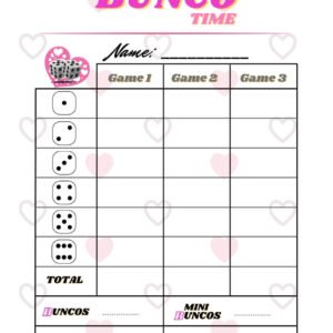 bunco score sheet free pdf printable