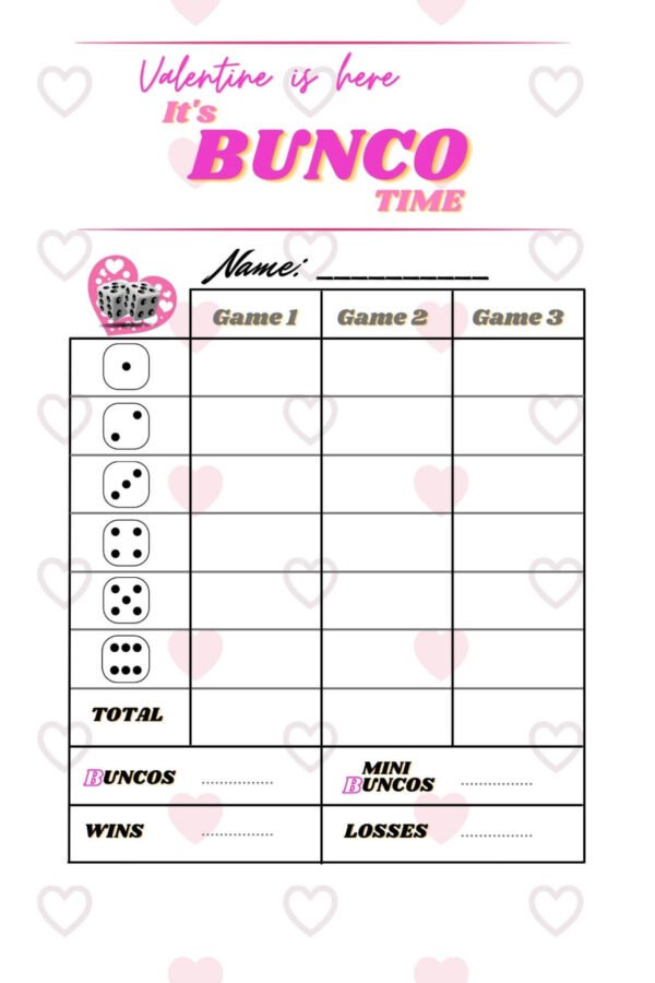 bunco score sheet free pdf printable